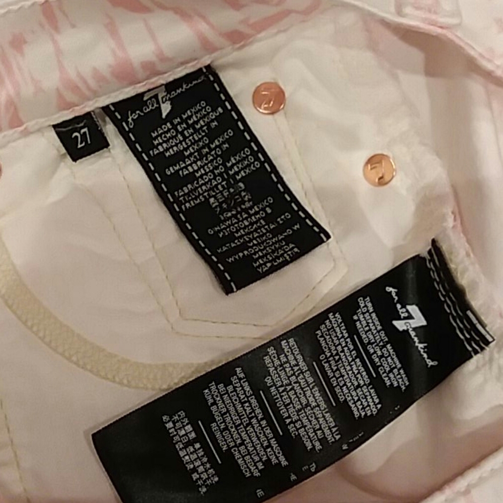 7FAM Jeans 26W/27Ins High Waist ankle skinny pink nwot - Picture 2 of 6